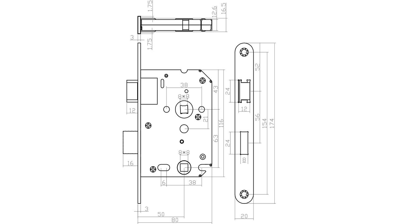 Set toiletslot 63/8mm wit met deurkruk Bastian op rozet ø52x10mm en WC-sluiting wit