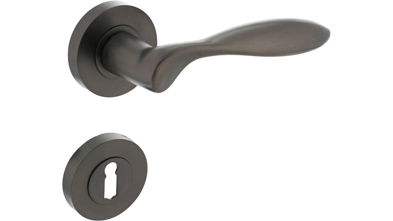 Deurkruk George op rozet verdekt ø52x10mm met nokken en sleutelrozetten antraciet grijs