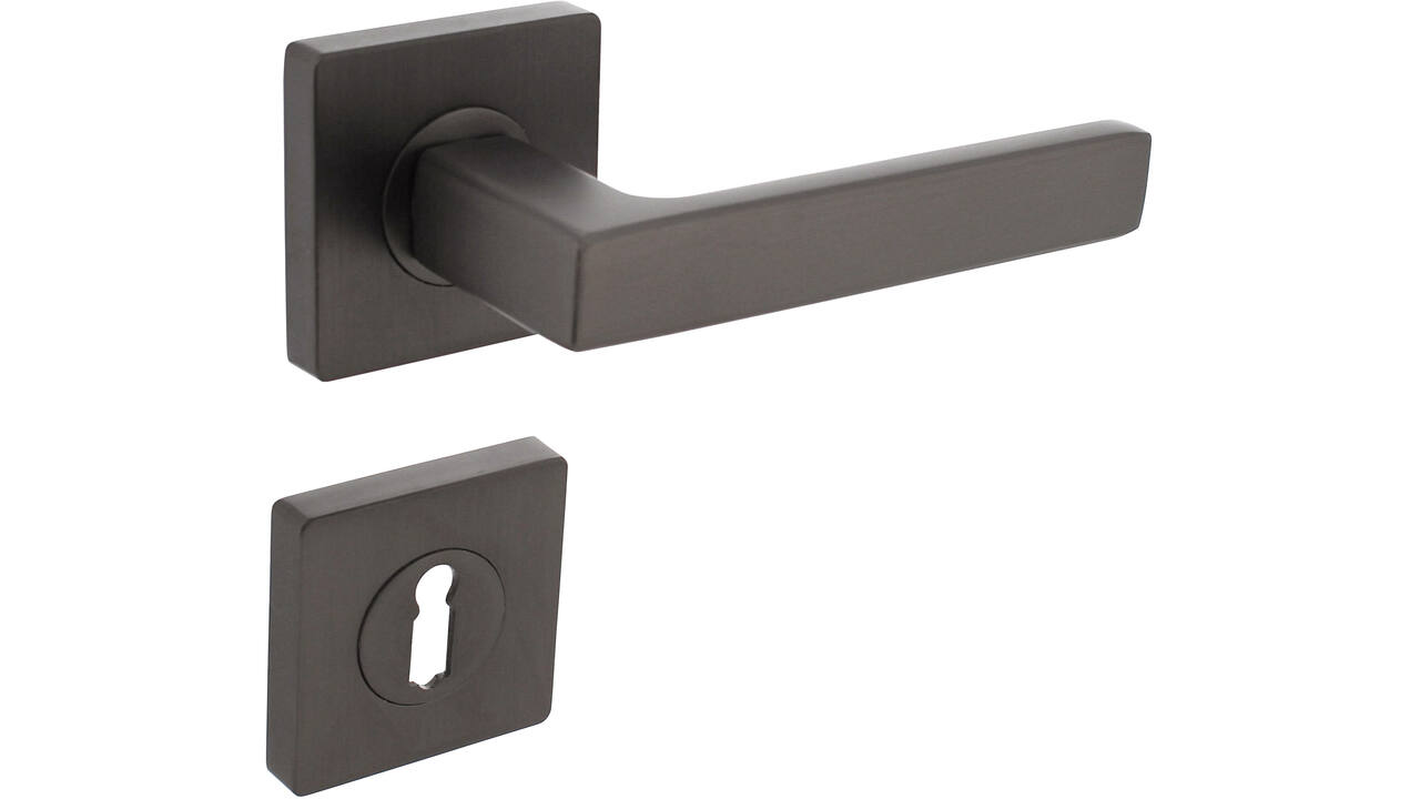 Deurkruk Hera op rozet verdekt 55x55x10mm met nokken en sleutelrozetten antraciet grijs