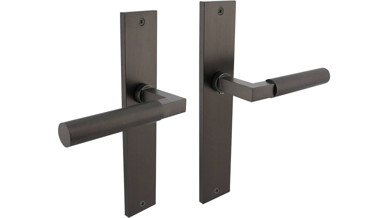 Deurkruk Baustil op schild rechthoekig 245x45mm blind antraciet grijs