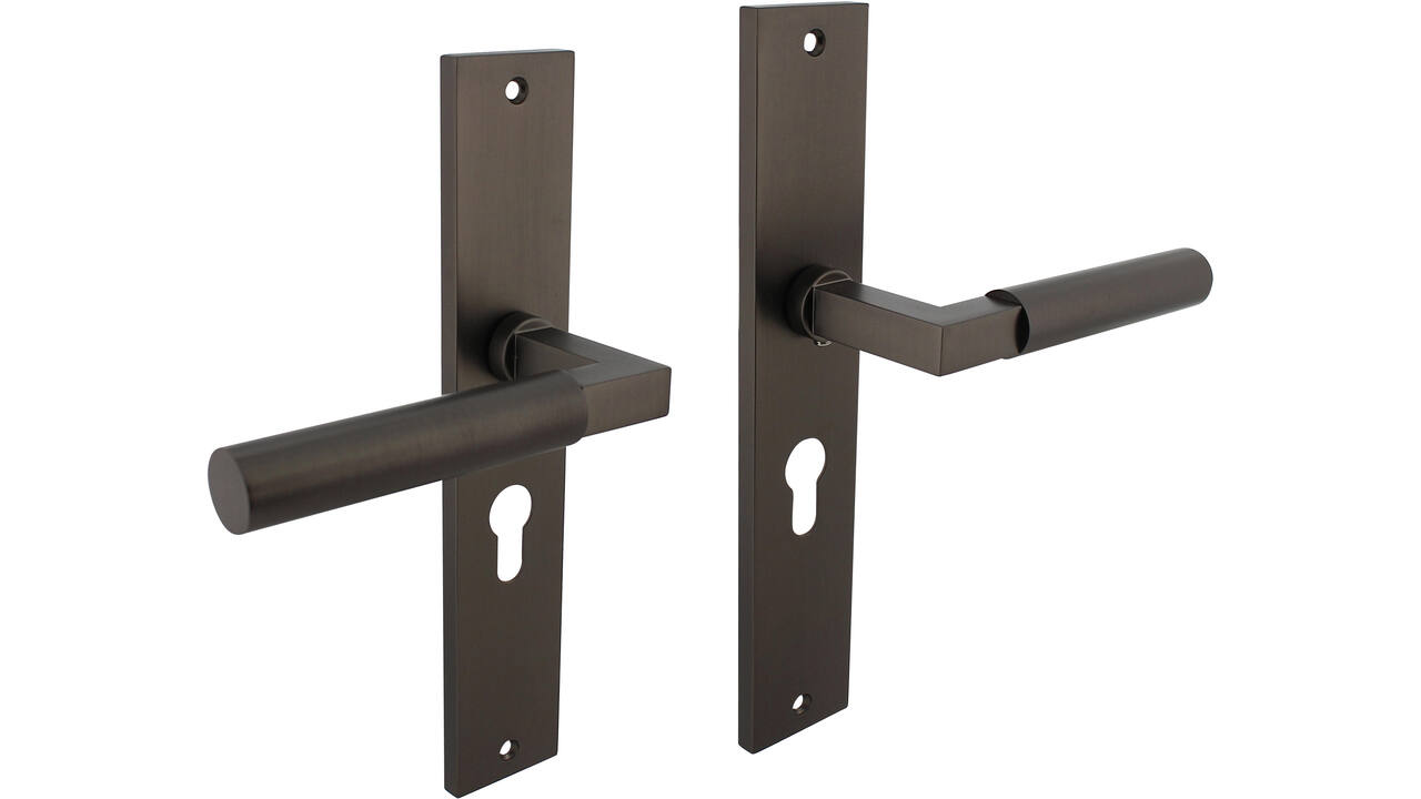 Deurkruk Baustil op schild rechthoekig 245x45mm profielcilindergat 55mm antraciet grijs