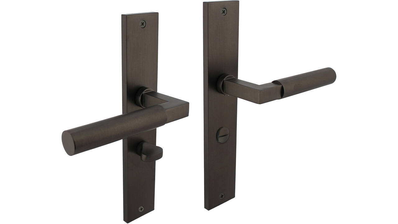 Deurkruk Baustil op schild rechthoekig 245x45mm wc 63/8mm antraciet grijs