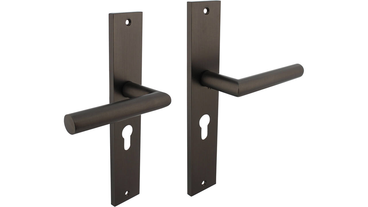 Deurkruk Bastian op schild rechthoekig 245x45mm profielcilindergat 55mm antraciet grijs