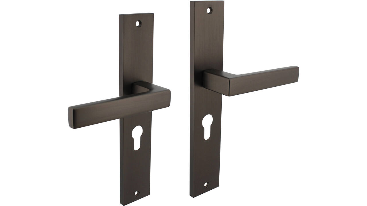 Deurkruk Hera op schild rechthoekig 245x45mm profielcilindergat 55mm antraciet grijs