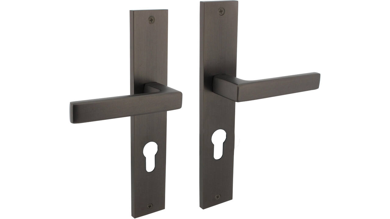 Deurkruk Hera op schild rechthoekig 245x45mm profielcilindergat 72mm antraciet grijs