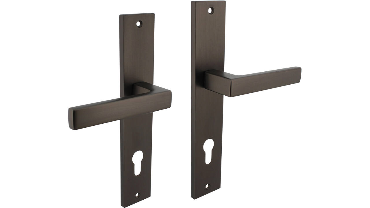 Deurkruk Hera op schild rechthoekig 245x45mm profielcilindergat 78mm antraciet grijs