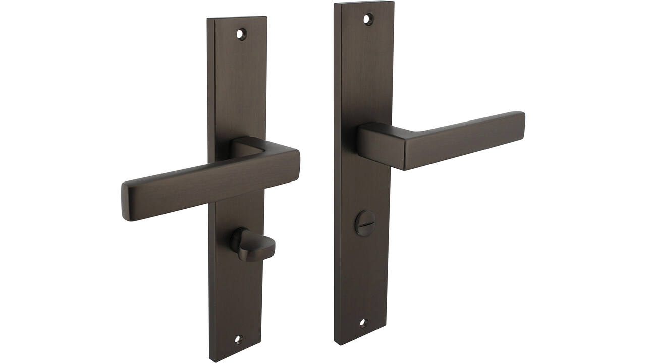 Deurkruk Hera op schild rechthoekig 245x45mm wc 63/8mm antraciet grijs