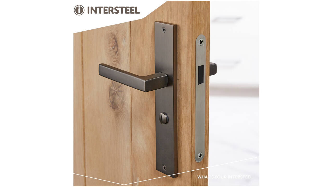 Deurkruk Hera op schild rechthoekig 245x45mm wc 63/8mm antraciet grijs