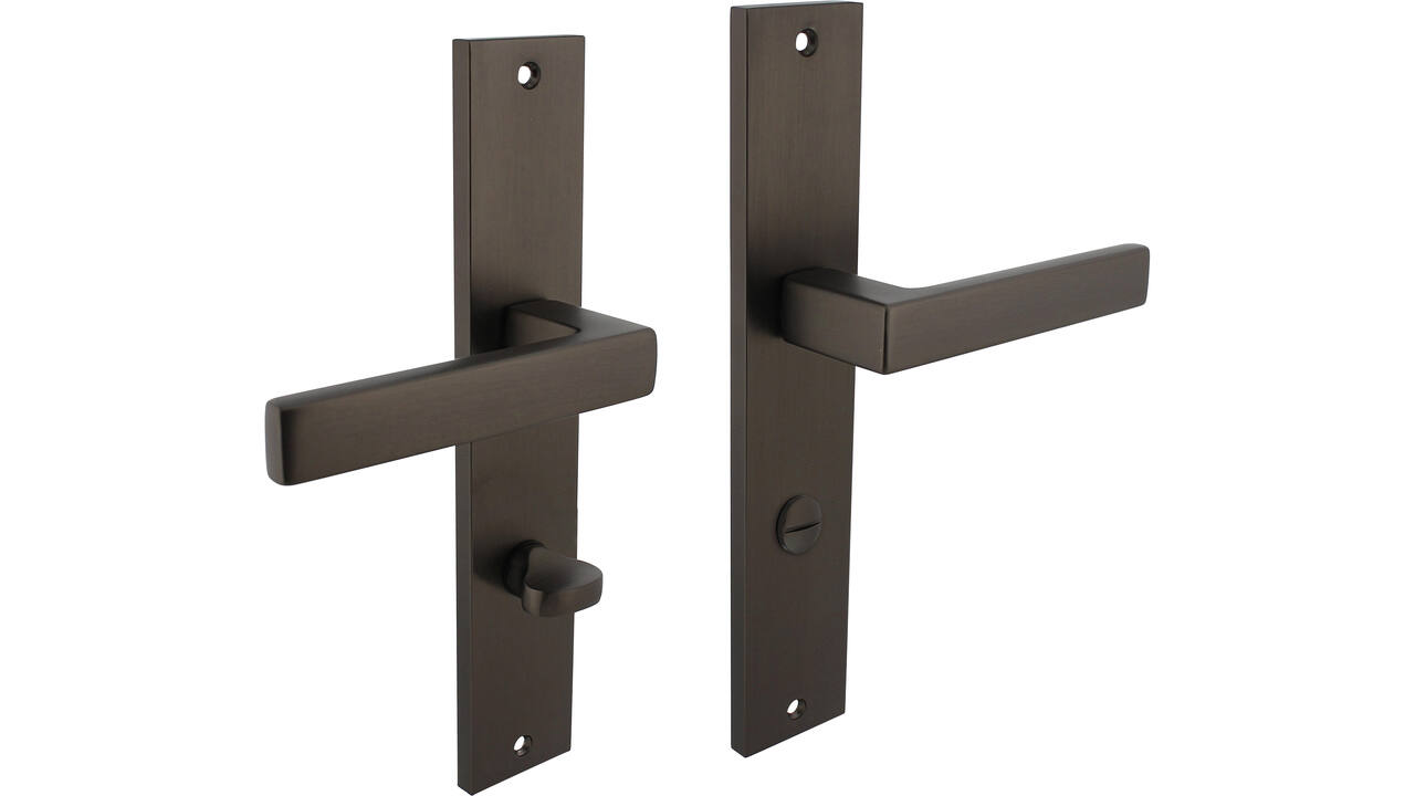 Deurkruk Hera op schild rechthoekig 245x45mm wc 78/8mm antraciet grijs