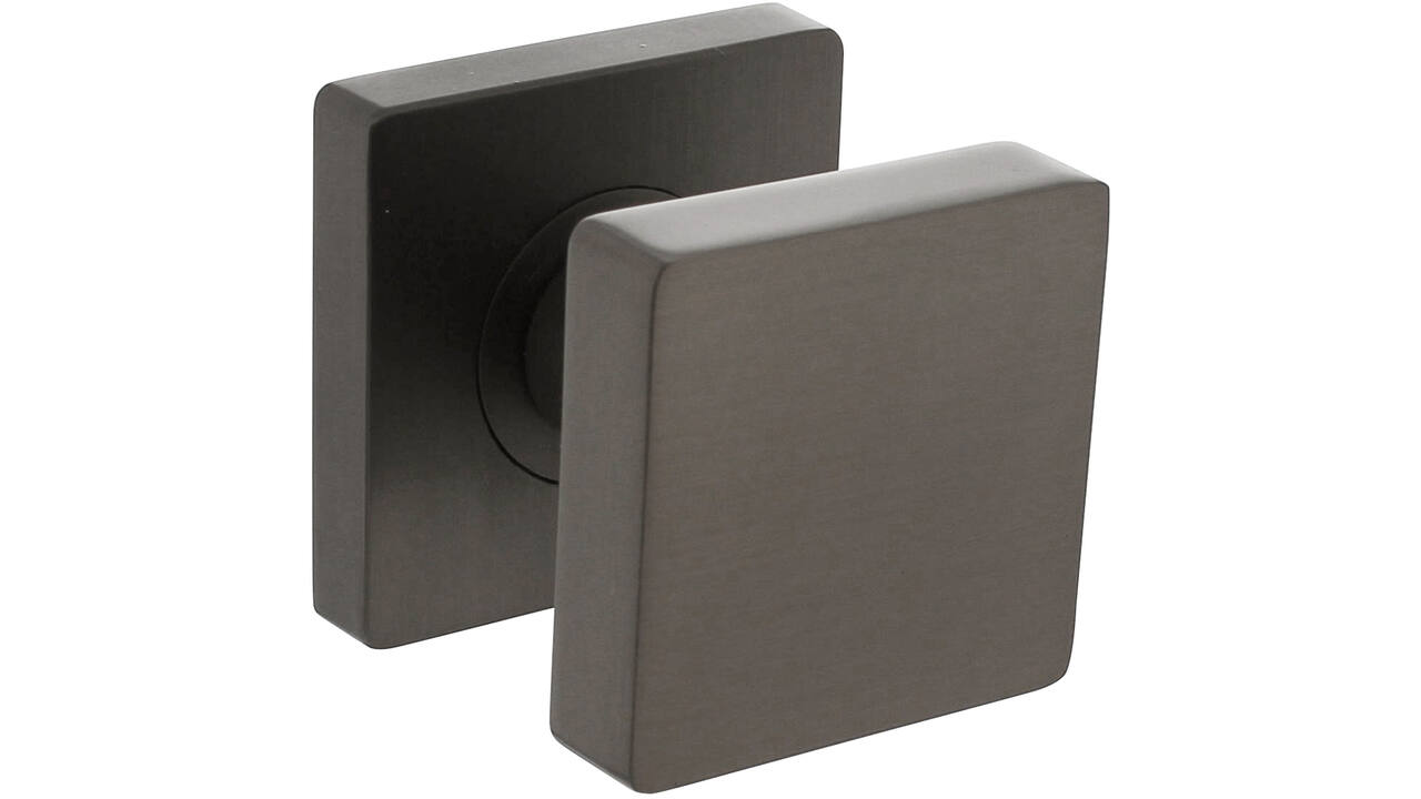 Knoprozet verdekt 55x55x10mm met nokken en vaste knop vierkant met wisselstift antraciet grijs
