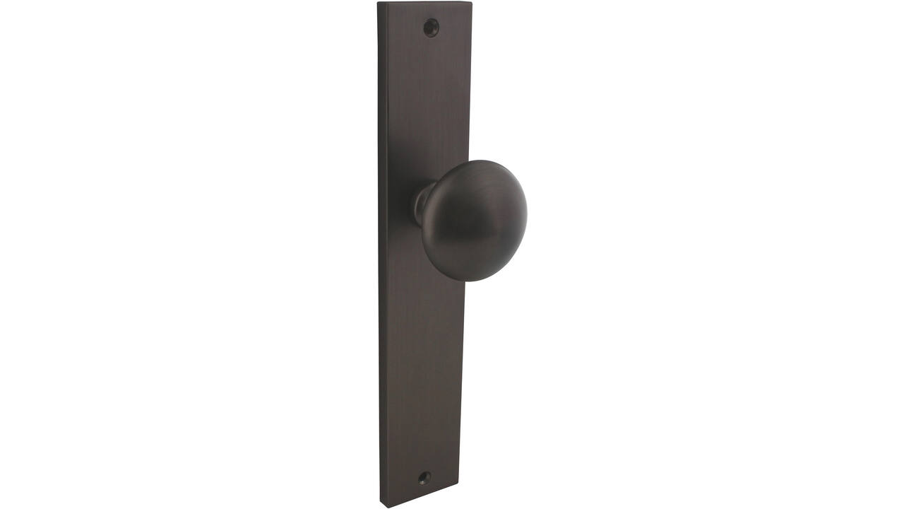 Knopschild rechthoekig 245x45x8mm met vaste knop paddenstoel en wisselstift blind antraciet grijs