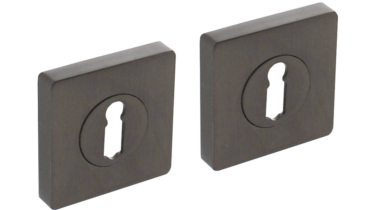 Sleutelrozetten verdekt 55x55x10mm met nokken antraciet grijs