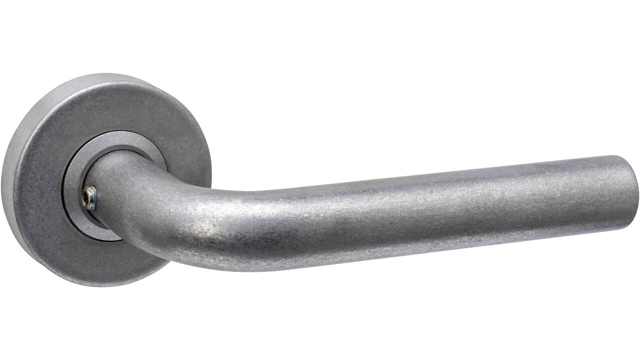 Deurkruk Luzern op rozet verdekt ø53x10mm rvs getrommeld