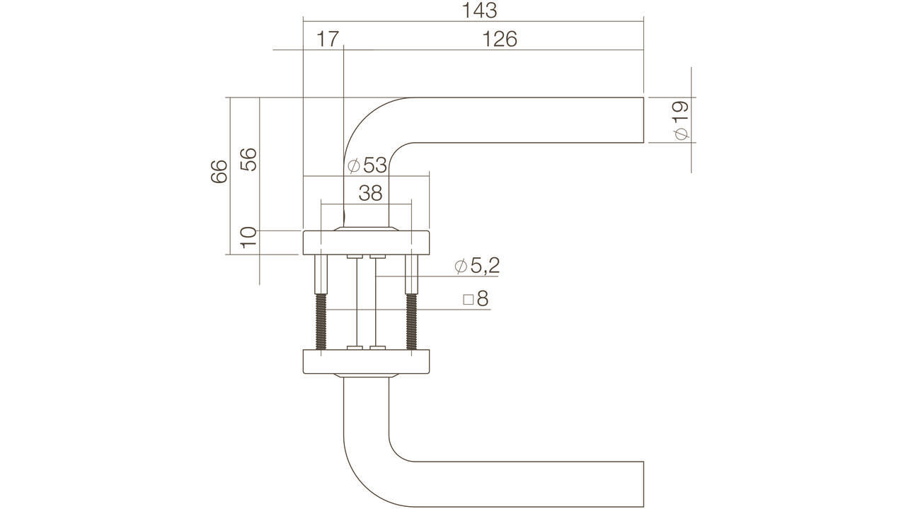 Deurkruk Luzern op rozet verdekt ø53x10mm rvs getrommeld