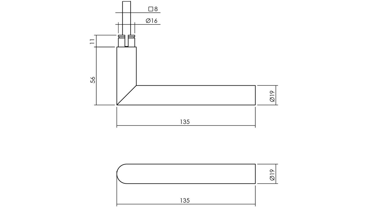 Gatdeel Jura op rozet verdekt 53x53x10mm rvs getrommeld