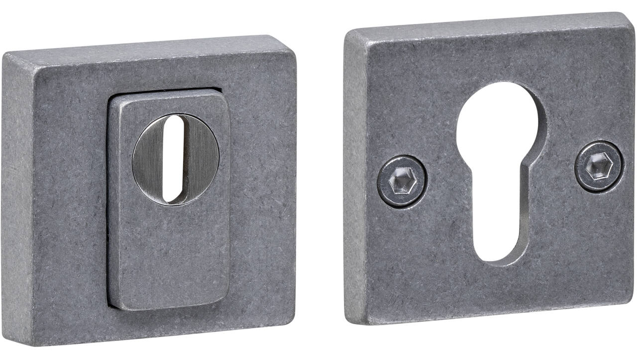 SKG3 veiligheidsrozetten vierkant 54x54x12mm profielcilindergat met kerntrekbeveiliging rvs getrommeld