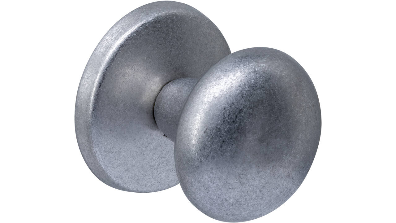 Voordeurknop paddenstoel ø58mm op achterplaat ø66mm éénzijdige montage rvs getrommeld