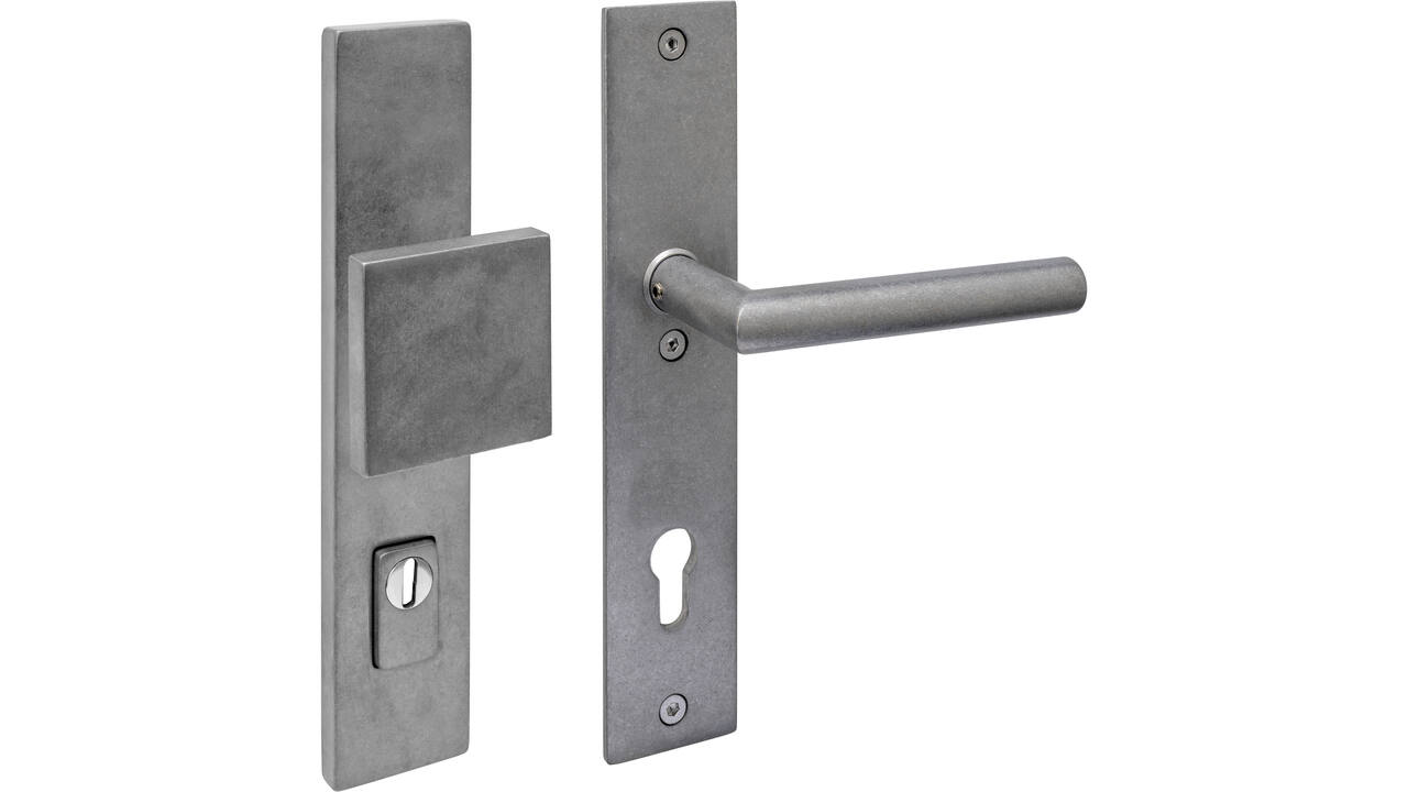 SKG3 veiligheidsbeslag rechthoekig 250x50mm greep/kruk Jura profielcilindergat 92mm met kerntrekbeveiliging rvs getrommeld