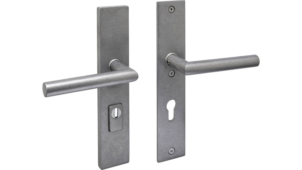SKG3 veiligheidsbeslag rechthoekig 250x50mm kruk/kruk Jura met veerconstructie profielcilindergat 72mm met kerntrekbeveiliging rvs getrommeld