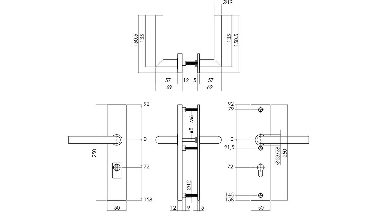 SKG3 veiligheidsbeslag rechthoekig 250x50mm kruk/kruk Jura met veerconstructie profielcilindergat 72mm met kerntrekbeveiliging rvs getrommeld