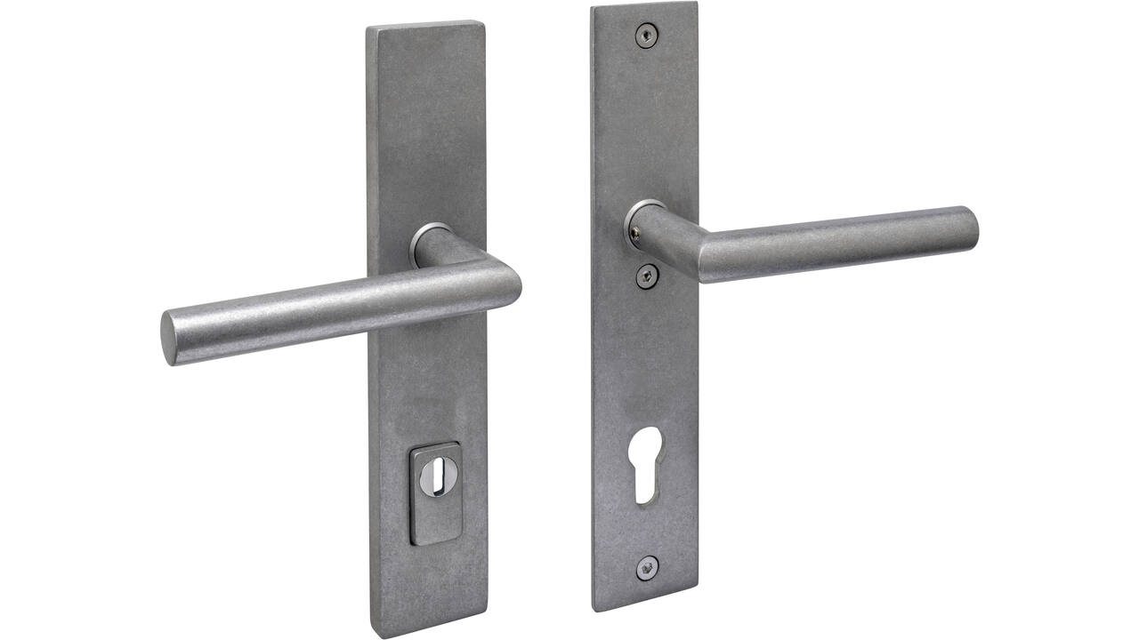 SKG3 veiligheidsbeslag rechthoekig 250x50mm kruk/kruk Jura met veerconstructie profielcilindergat 92mm met kerntrekbeveiliging rvs getrommeld