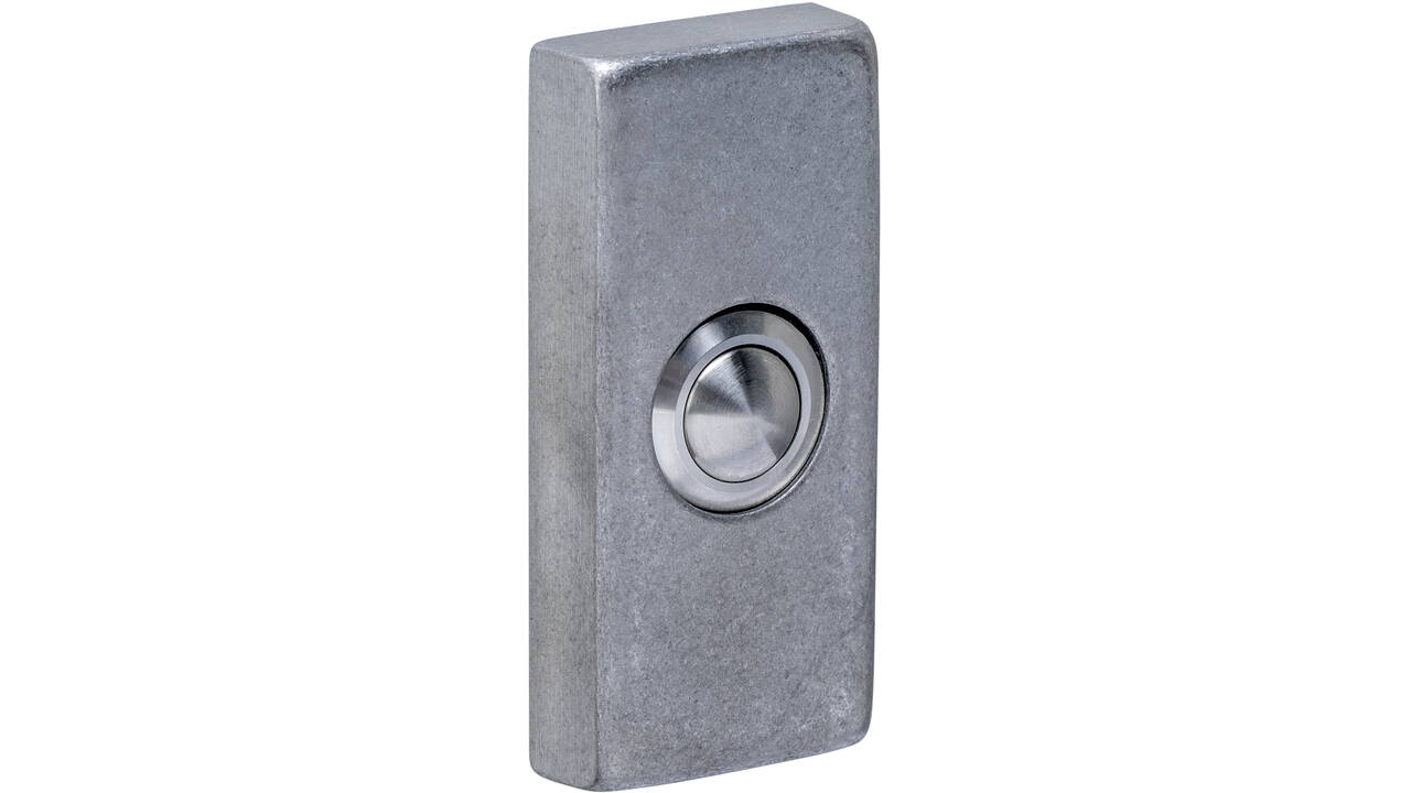 Deurbel rechthoekig 65x30x10mm verdekt rvs getrommeld