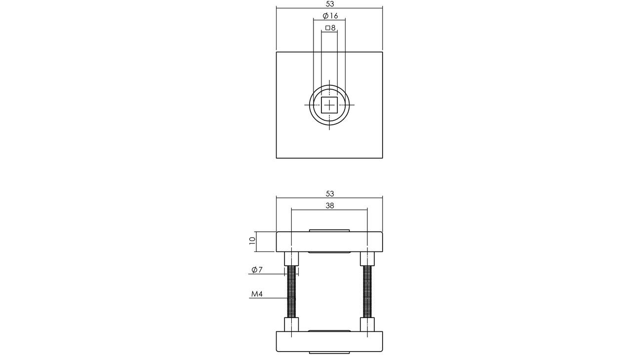 Deurkruk Jura met rozet massief verdekt 53x53x10mm met nokken rvs getrommeld