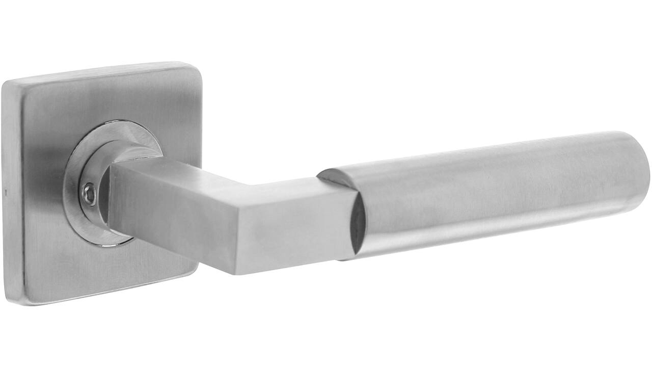 Deurkruk Baustil op rozet verdekt 53x53x8mm met nokken rvs