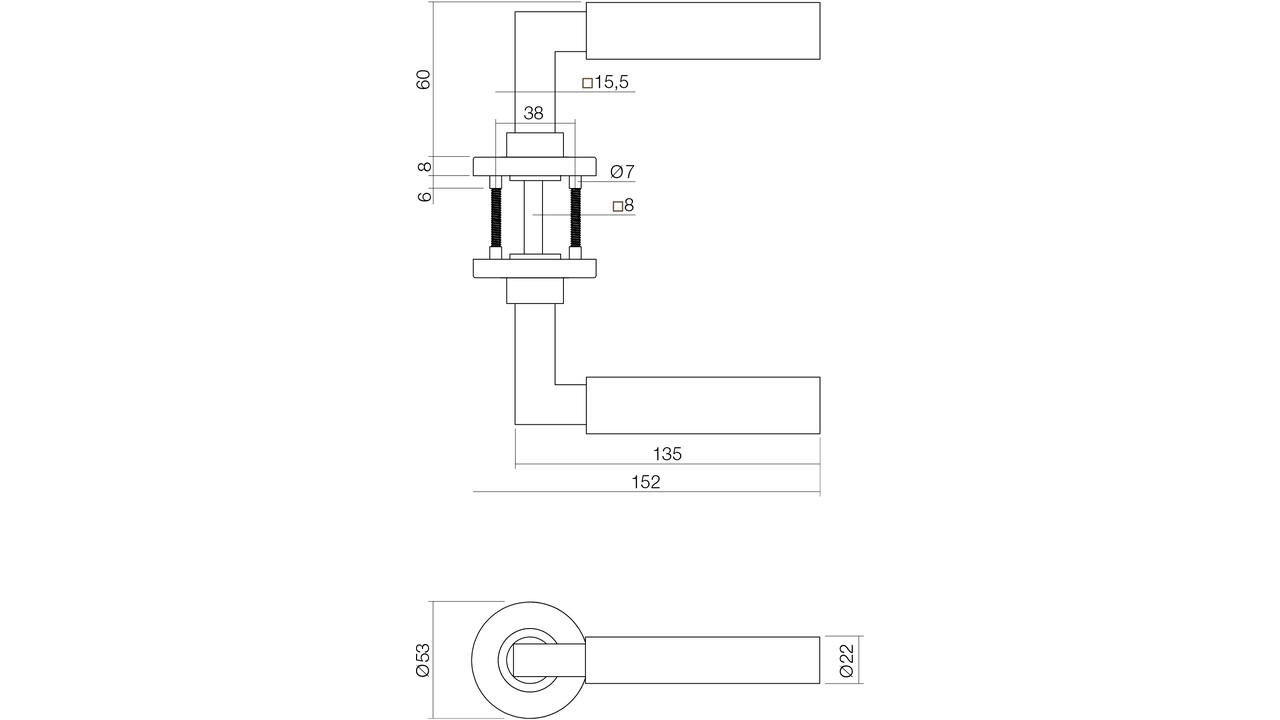 Deurkruk Baustil op rozet verdekt ø53x8mm met nokken EN1906/4 rvs