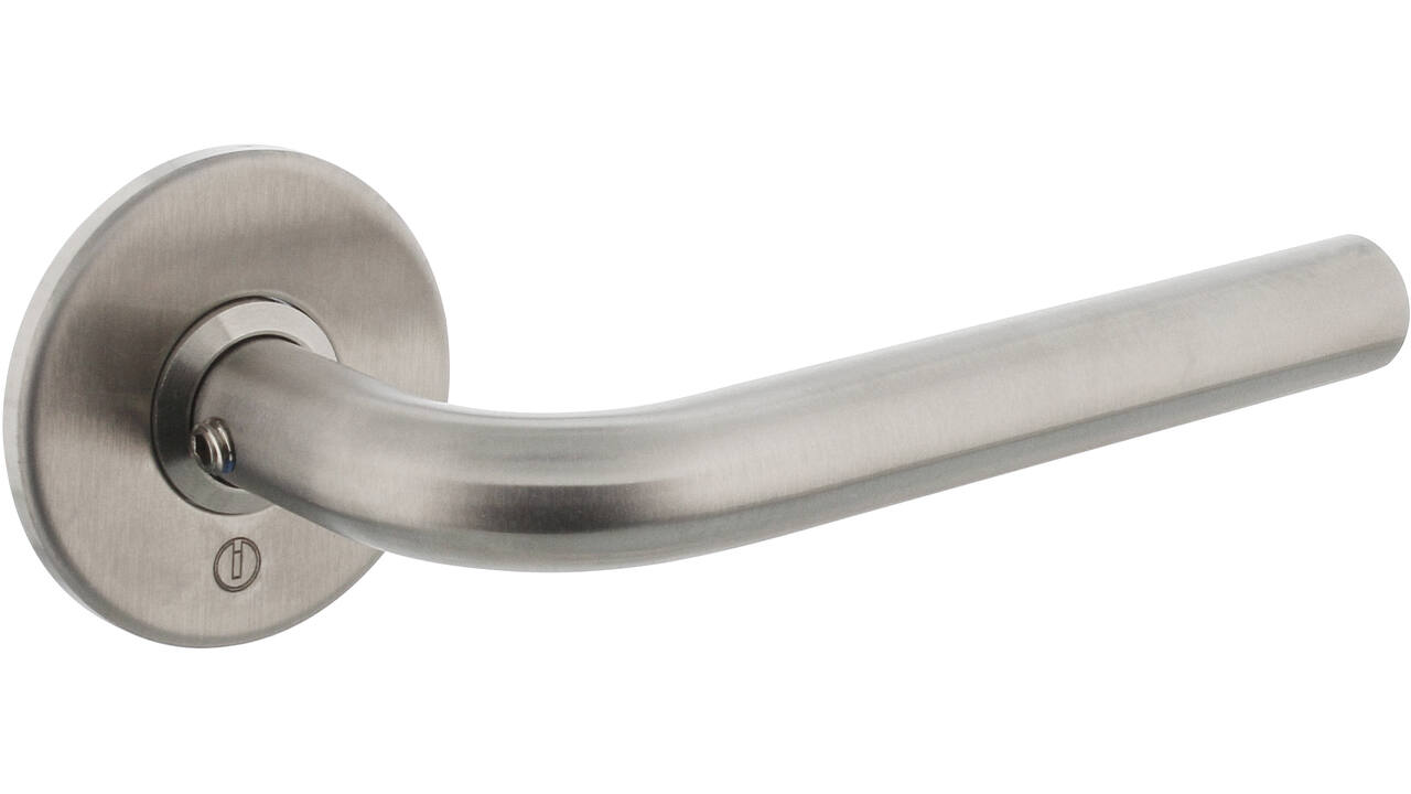 Deurkruk Recht ø16mm op rozet verdekt ø53x5mm rvs