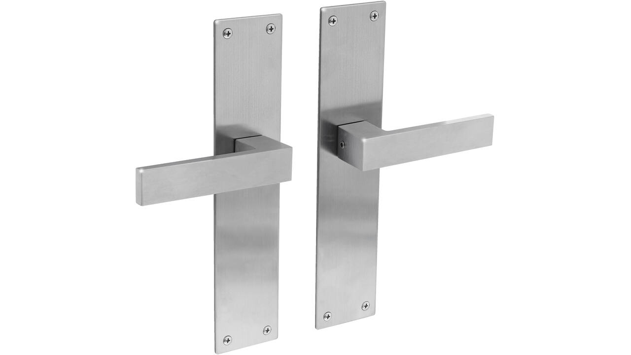 Deurkruk Amsterdam met schild rechthoekig 250x55x2mm blind rvs