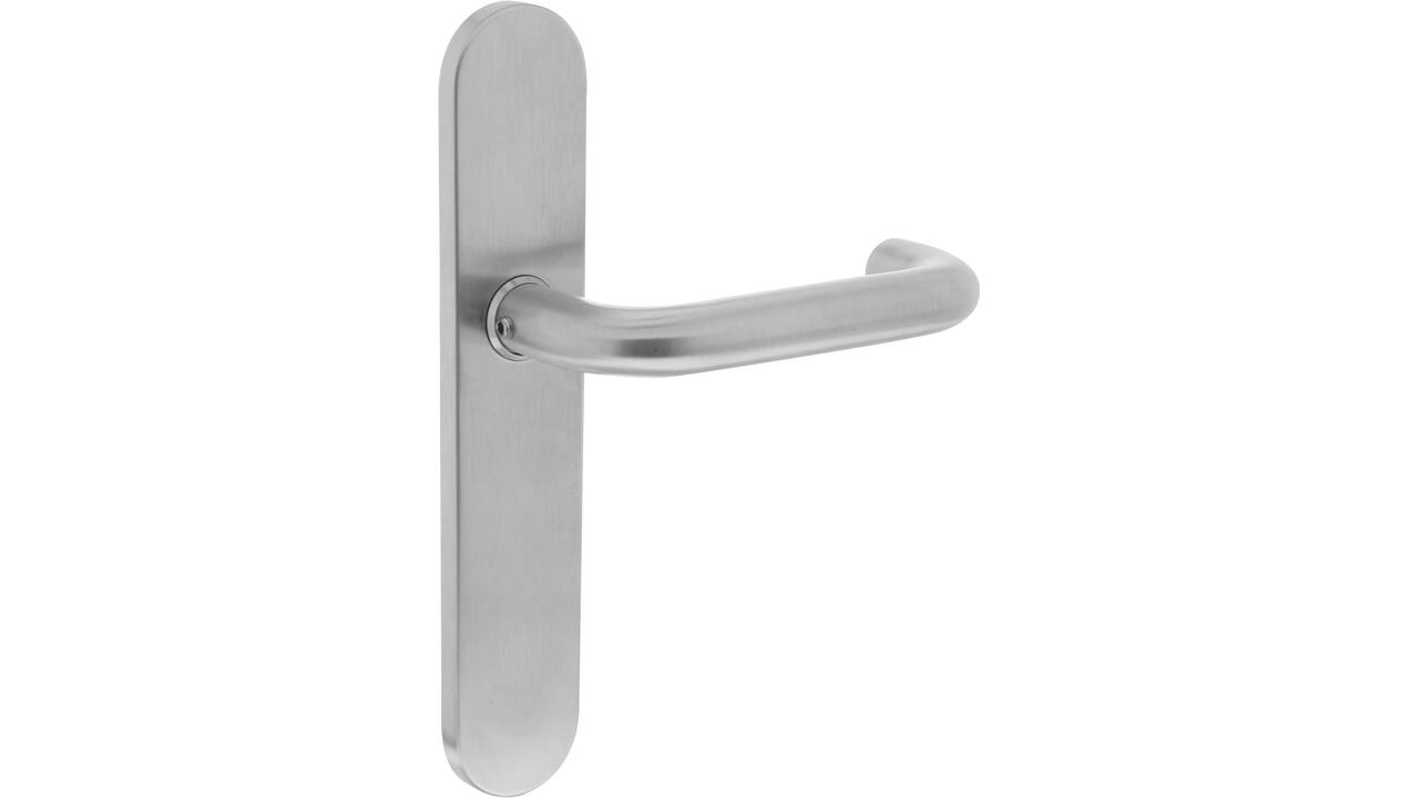 Gatdeel rechts Rond op schild verdekt ovaal 220x42mm blind rvs
