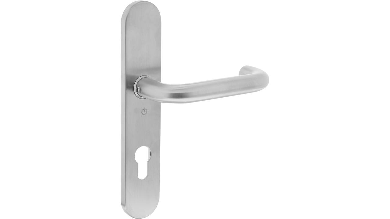 Gatdeel rechts Rond op schild verdekt ovaal 220x42mm profielcilindergat 72mm rvs