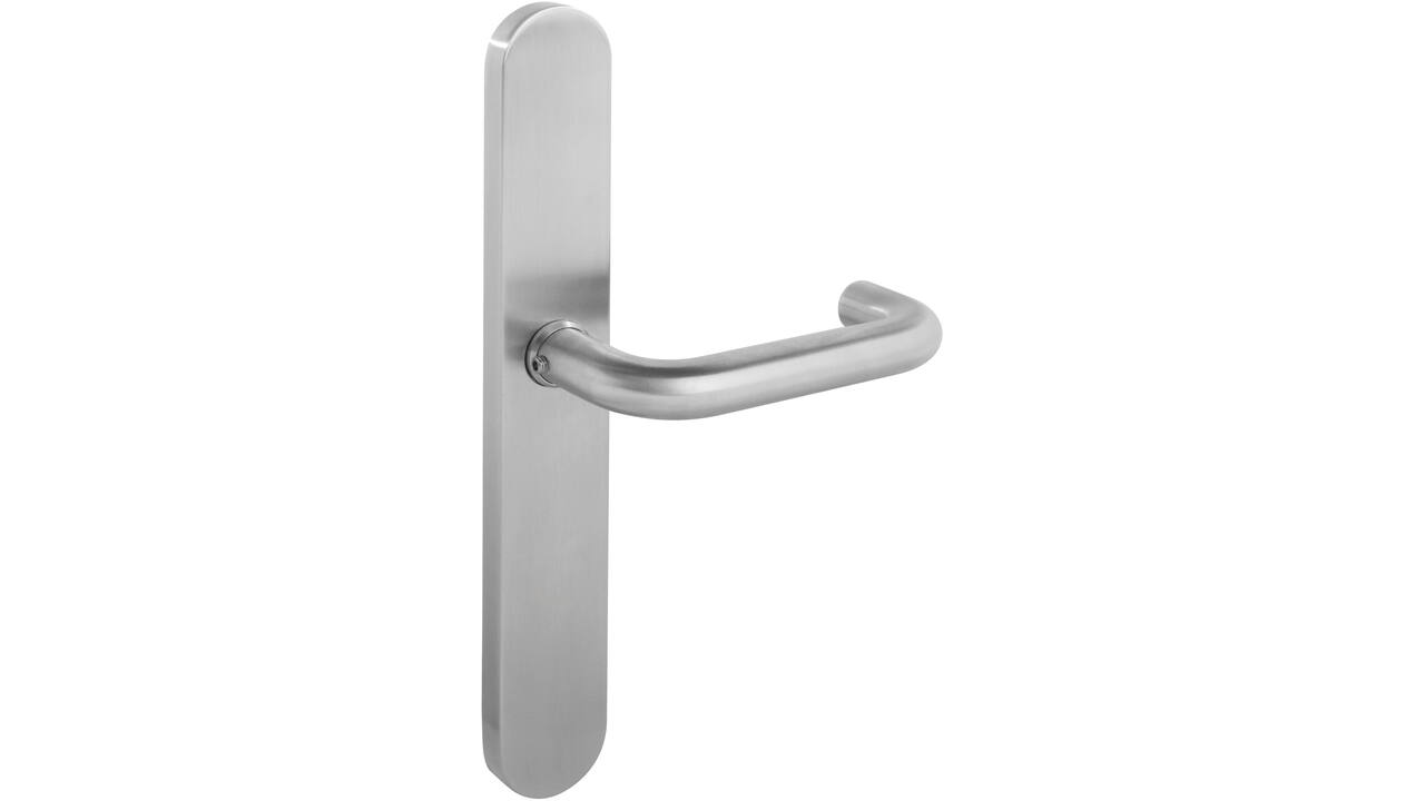 Deurkruk Rond op XL schild verdekt ovaal 278x40mm blind rvs