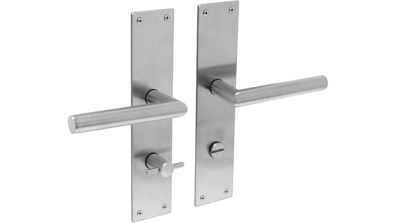 Deurkruk Jura met schild rechthoekig 250x55x2mm wc 78/8mm rvs