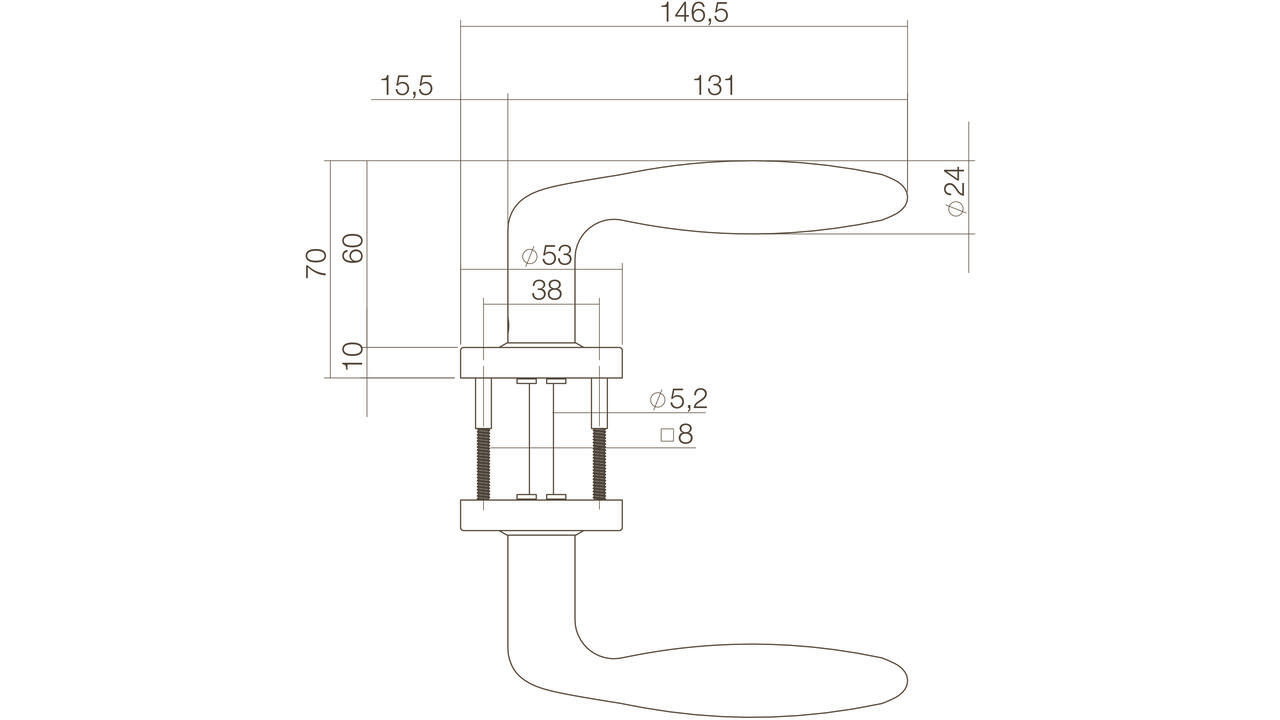 Deurkruk Jupiter op rozet verdekt ø53x10mm rvs