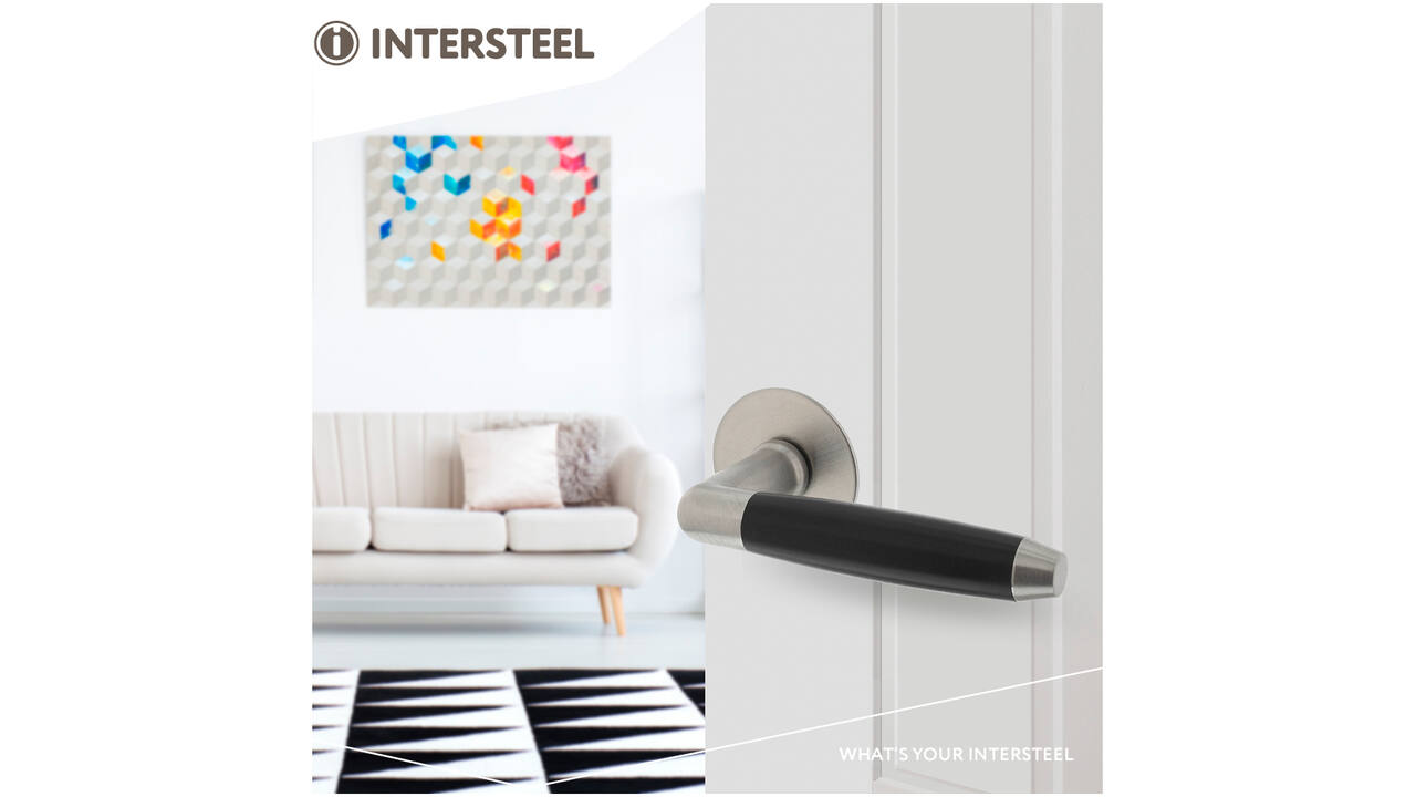 Deurkruk Combinatie met rozet zelfklevend ø55x2mm rvs/zwart