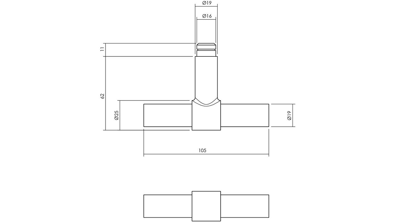 Gatdeel T-recht model tbv espagnolet RVS