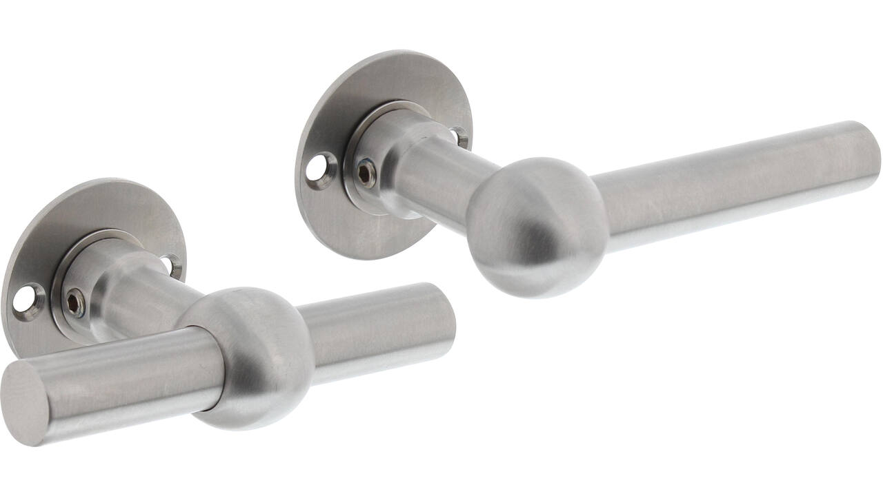 Deurkruk L/T bol met rozet ø42x2mm rvs