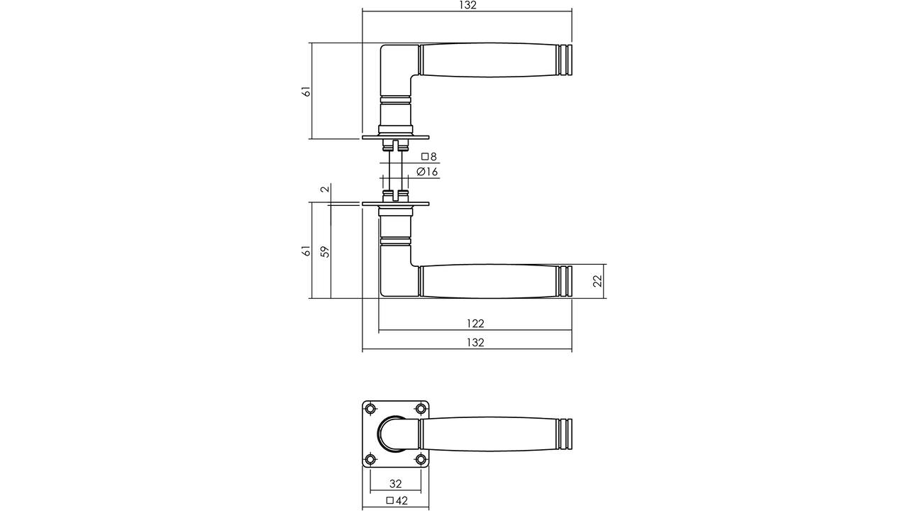 Deurkruk Ton 212 met rozet 42x42x2mm rvs