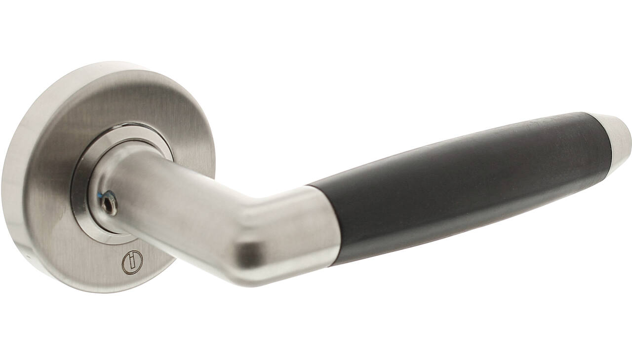 Deurkruk Combinatie op rozet verdekt ø53x10mm rvs/zwart