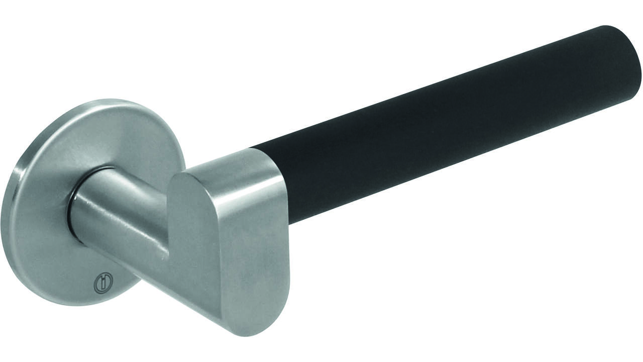 Deurkruk Munnikhof Dock Black met rozet verdekt ø53x5mm rvs