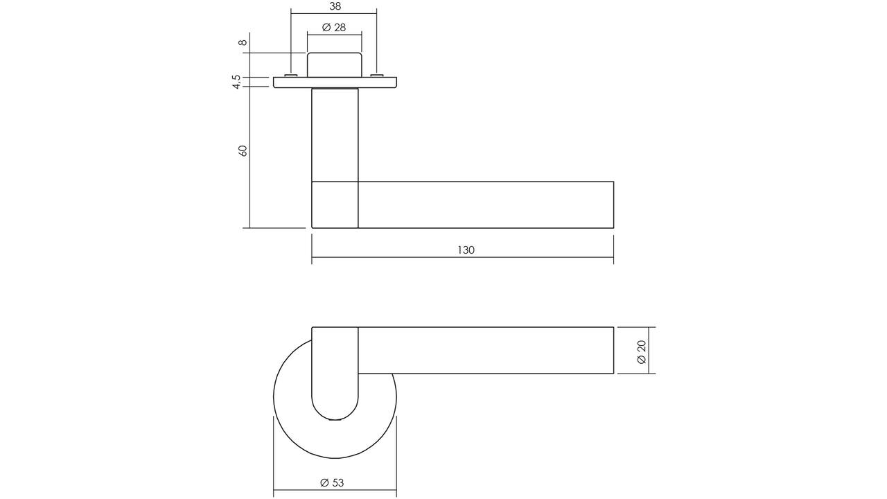 Deurkruk Munnikhof Dock Black met rozet verdekt ø53x5mm rvs