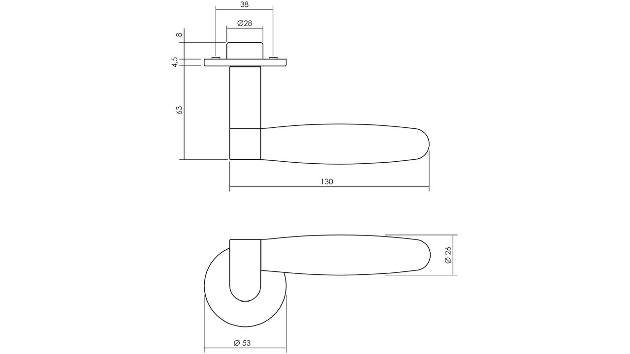 Deurkruk Munnikhof Dock Ton-acryl met ronde rozet ø52x5mm geveerd rvs