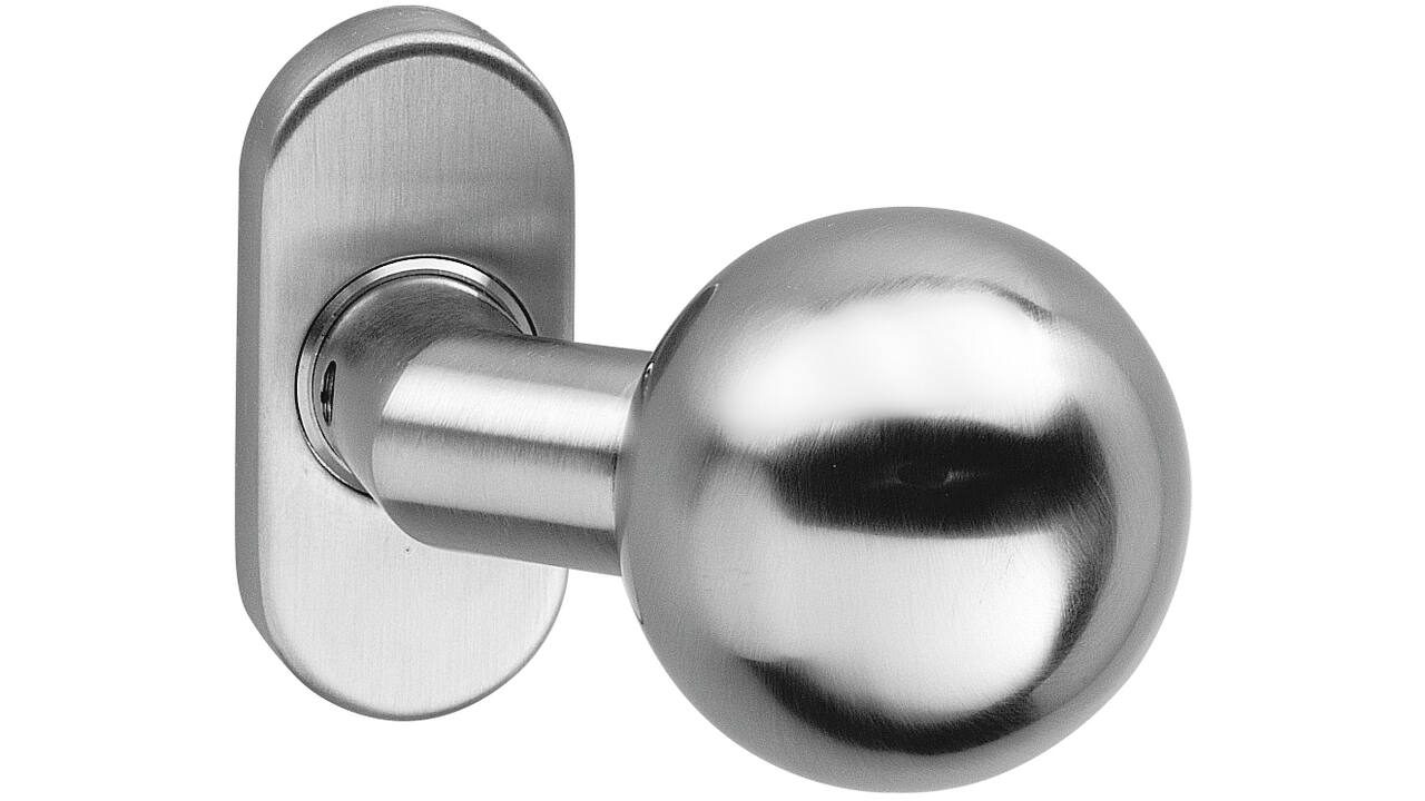 Gatdeel Bol brandvertragend 9mm op rozet verdekt ovaal 65x30x10mm rvs