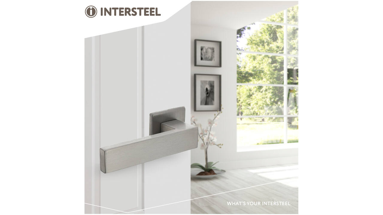 Deurkruk Amsterdam met rozet verdekt 50x50x5mm met nokken rvs