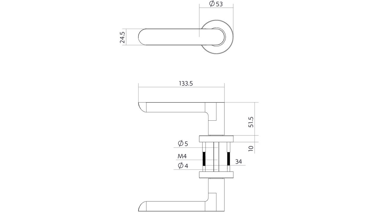 Deurkruk Sora basic op rozet verdekt ø53x10mm rvs