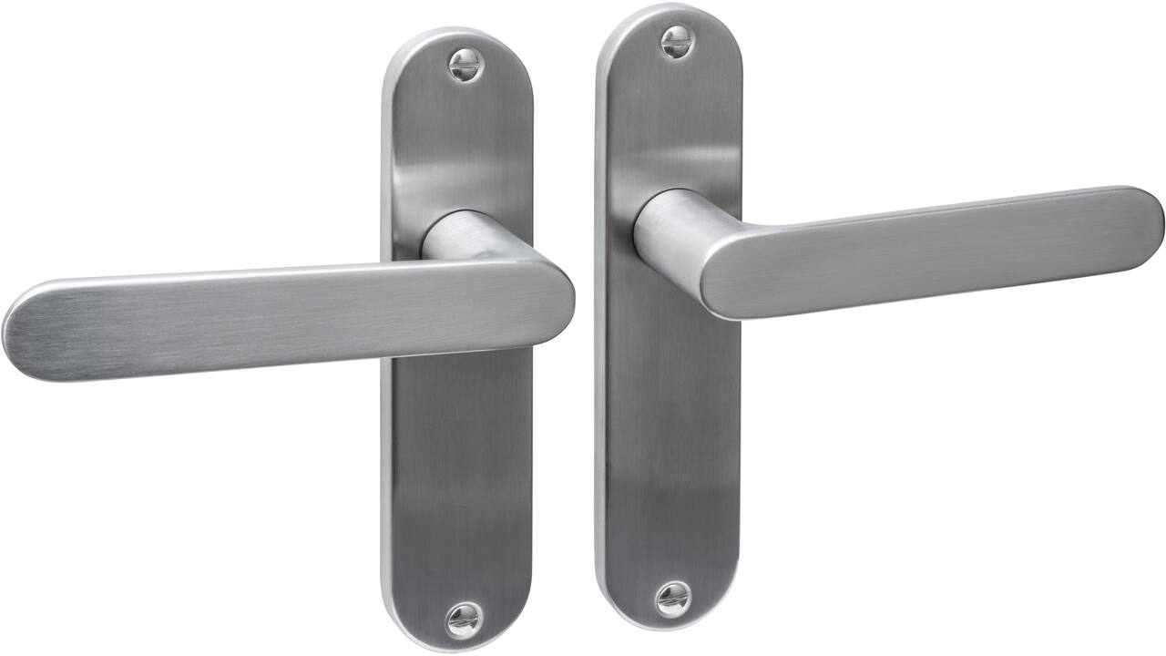 Deurkruk Sora basic op schild ovaal 185x41mm blind rvs