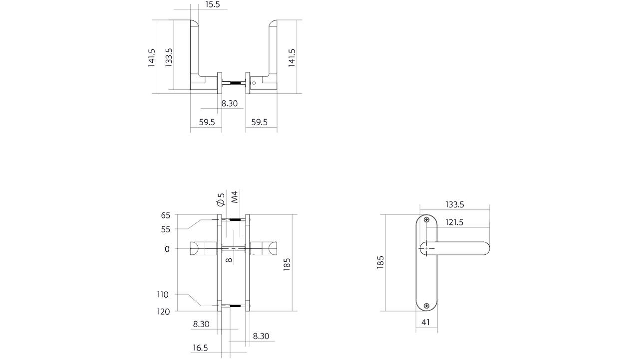 Deurkruk Sora basic op schild ovaal 185x41mm blind rvs