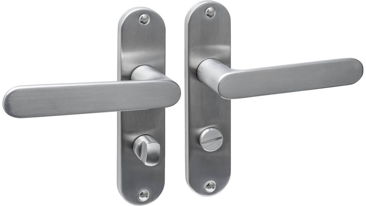 Deurkruk Sora basic op schild ovaal 185x41mm wc 63/8 rvs